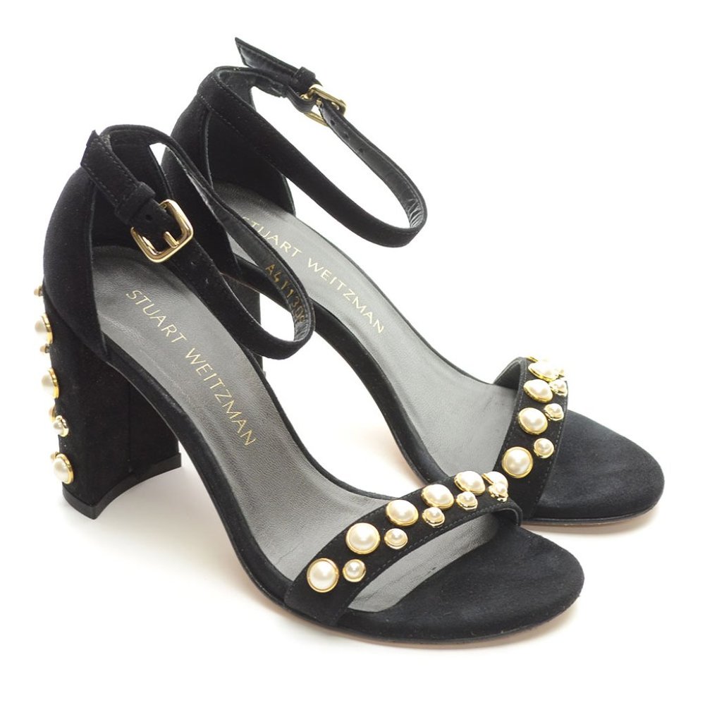 Stuart Weitzman Morepearls Studded Sandals Heels 5.5 M